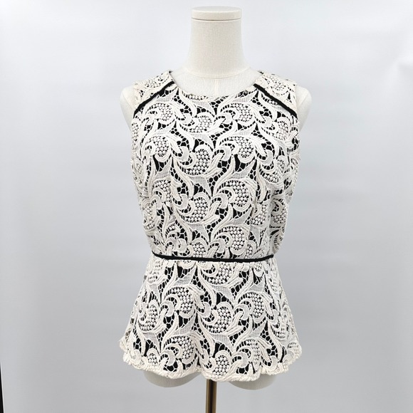 Maeve Tops - Maeve Guipure Lace Crochet Peplum Top Romantic Coquette Soft Girl Boho Size 6